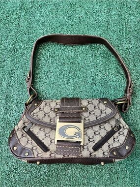 Vintage Guess Inspired G by Glo Monogram G Buckle Handbag Leather Accents Y2K